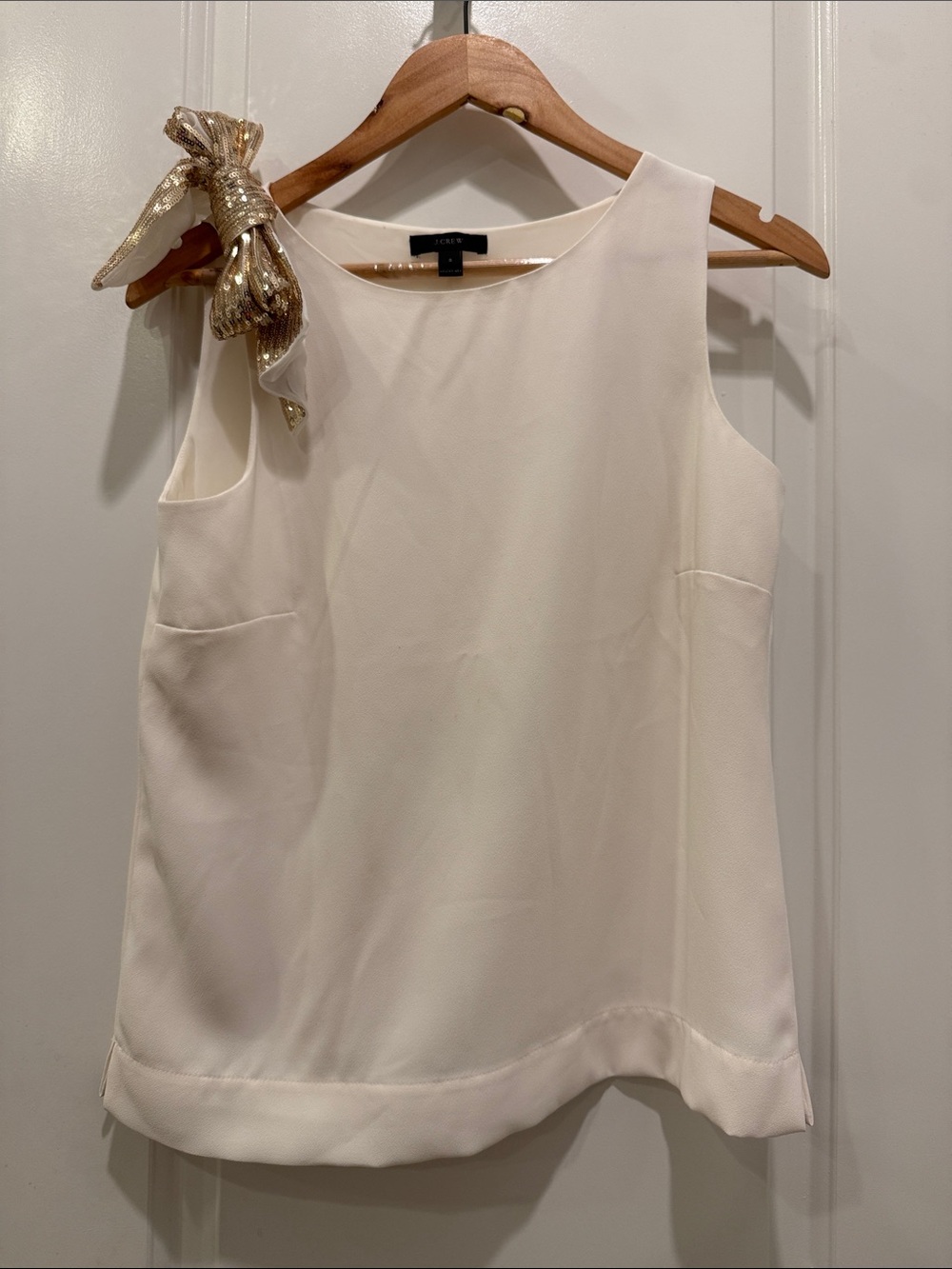 J. Crew Cream Sleeveless Round-Neck Shell